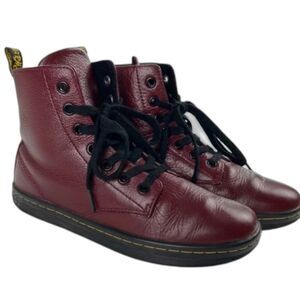 Dr. Martens Leyton Burgundy Combat Boots - Size 6